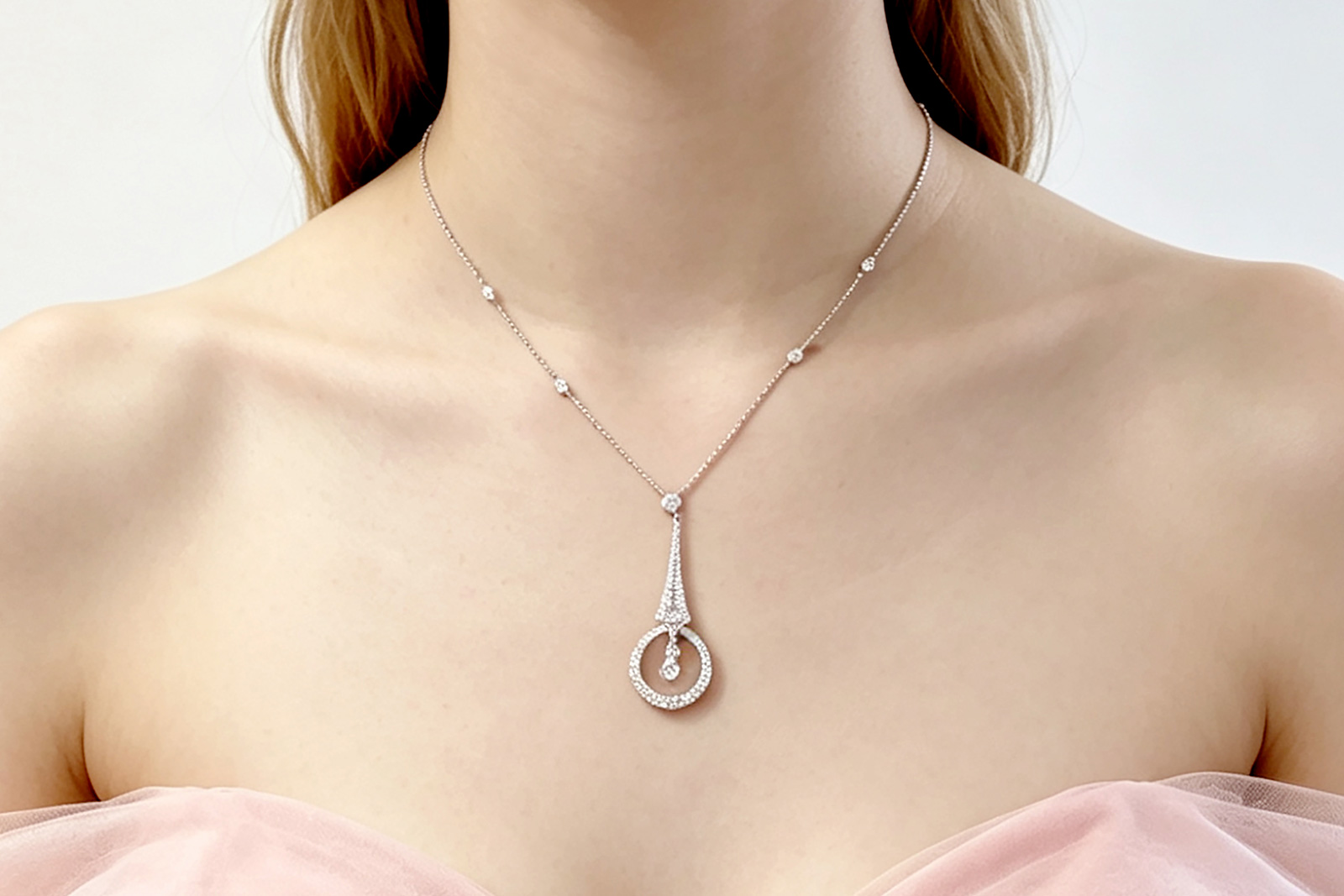 White Gold with Natural Diamond Necklace
