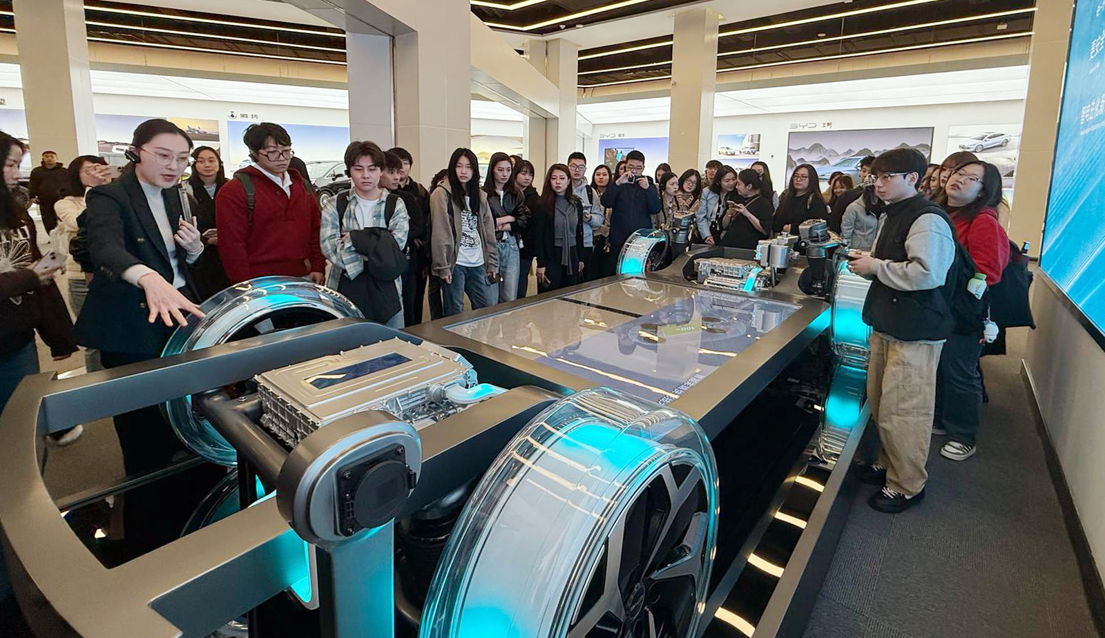 BYD representative shares advancements in electric vehicles and clean energy technologies to MSVC students.