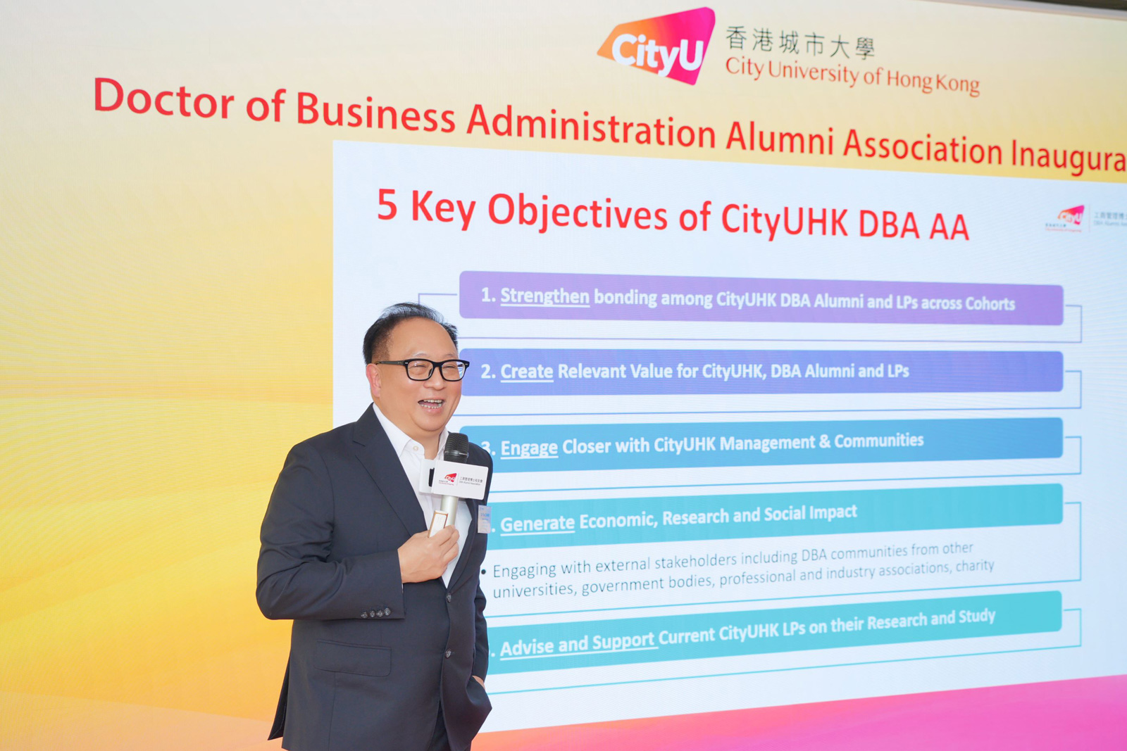 Dr Toa Charm introduces ExCo members and key objectives of the DBA Alumni Association.  