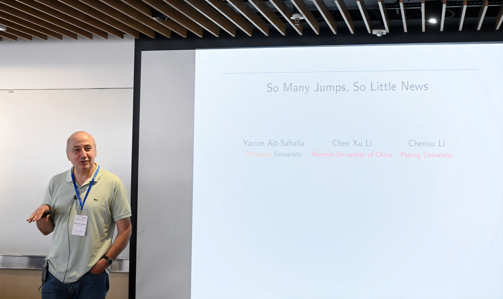 On the second day of the conference, Prof Yacine Aït-Sahalia presents his keynote on “So many jumps, so little news”.