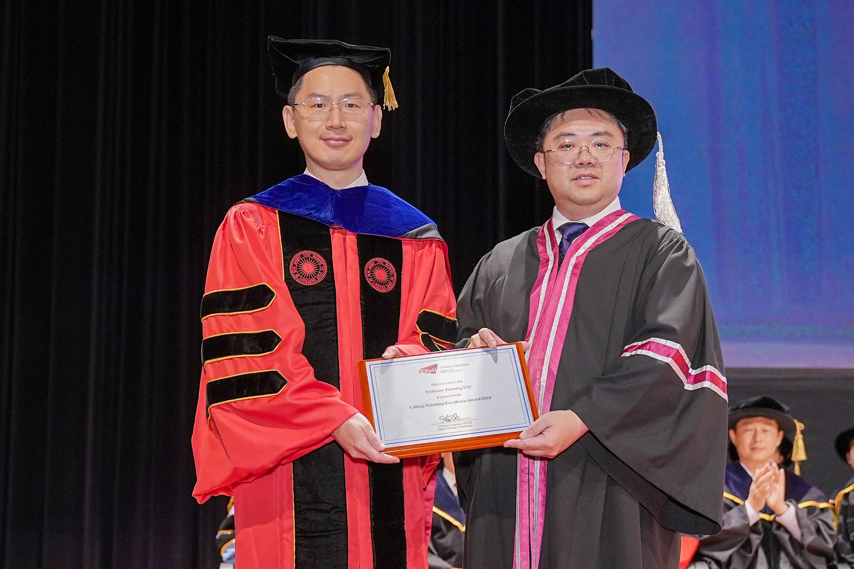 The recipient of College Teaching Excellence Award: Prof. Junming Liu (Department of Information Systems)