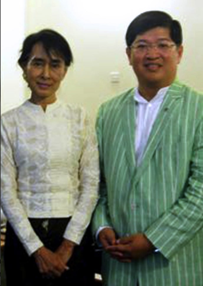 Albert Oung with Aung San Suu Kyi, State Counsellor of Myanmar