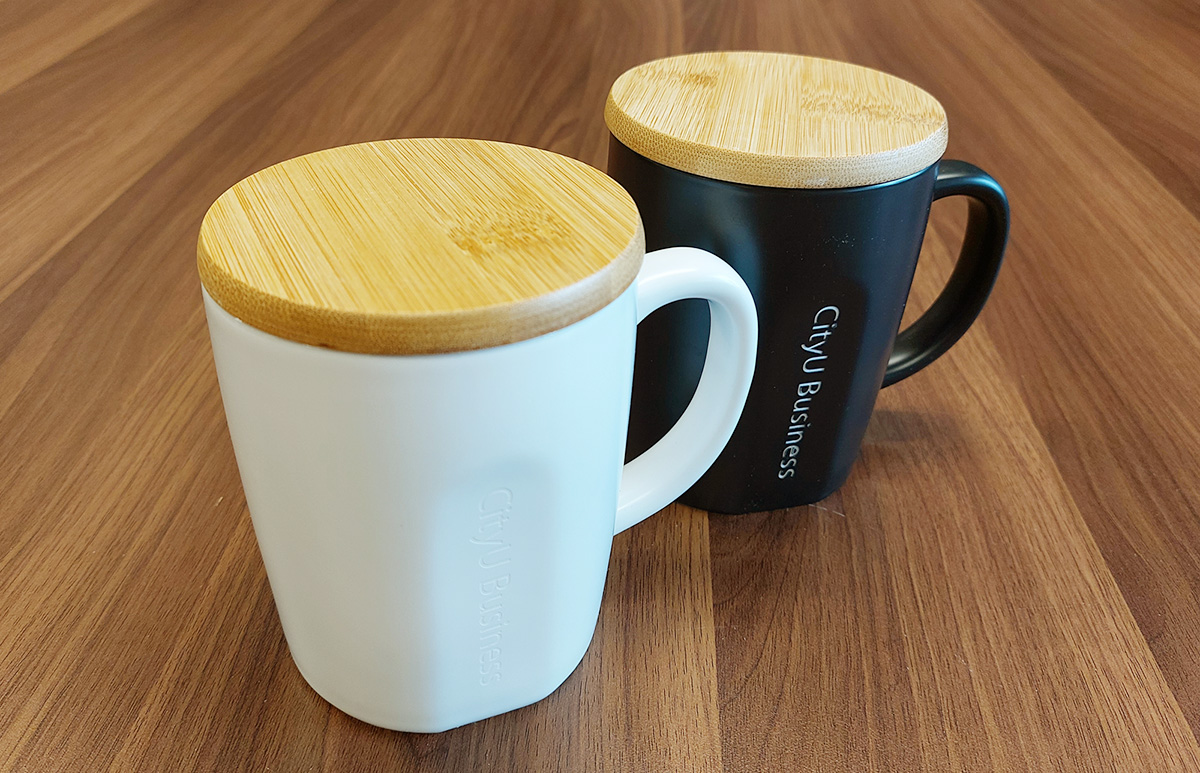 Ceramic Coffee Mug with Bamboo Lid